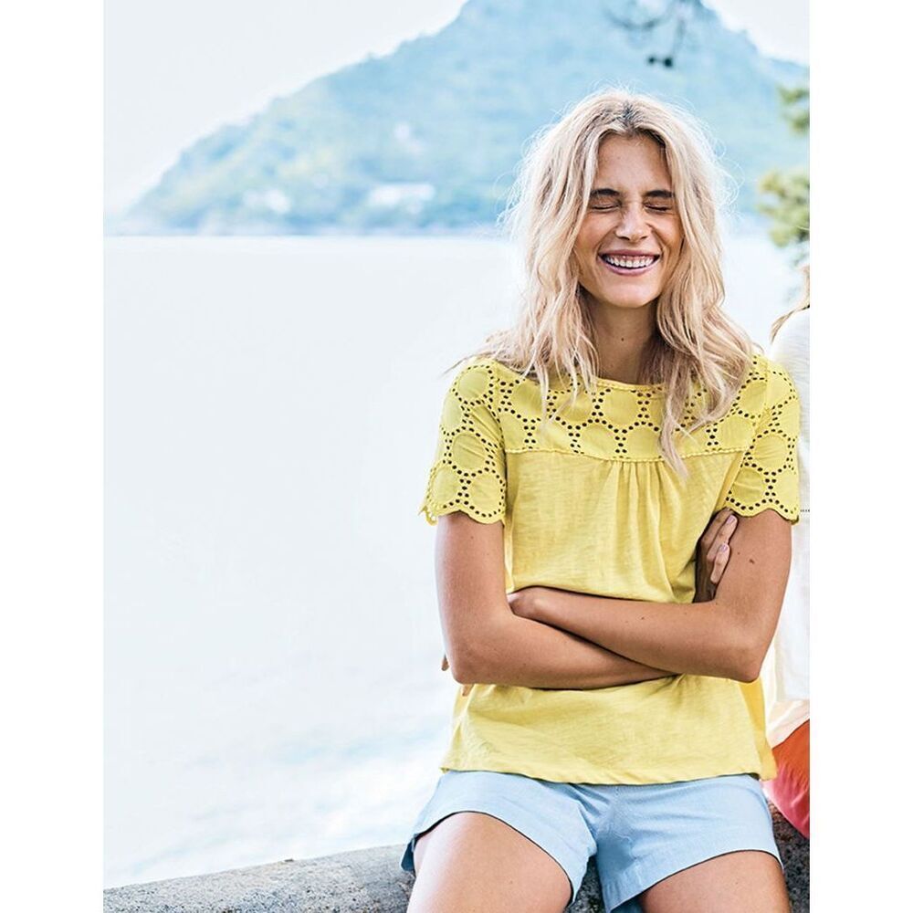 ✨BODEN Eugenie Broderie Yellow Sz 6 Top✨